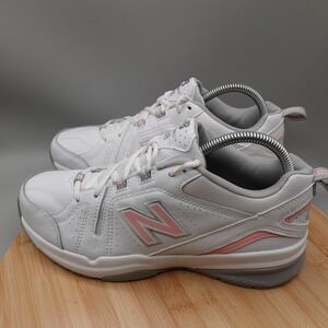 New Balance Shoes Womens 8.5 608 V5 White Pink Leather Lace Up Athletic GUC